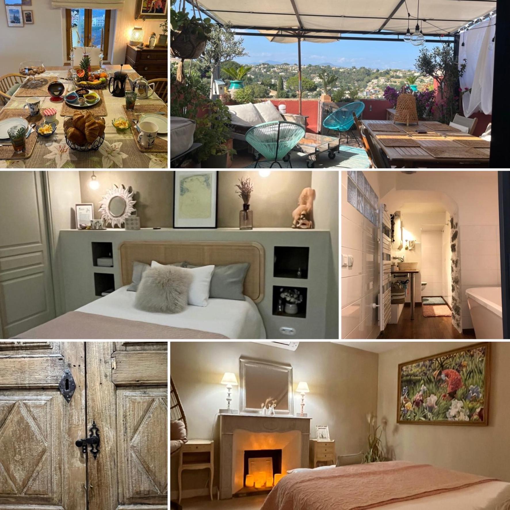 Bed & Breakfast Les Hauts De Cagnes Vue Mer Et Montagne Apartment Exterior photo
